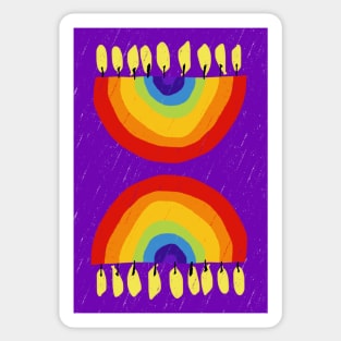 Rainbow Chanukiah Purple Print Sticker